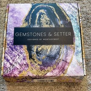 Gemstones & Setter Decorative Box - Purple & Gold